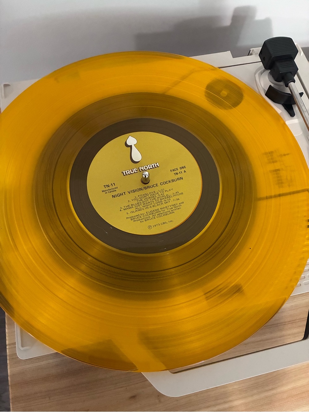 Rare Gold Yellow Translucent Vinyl Record - Night Vision/Bruce Cockburn